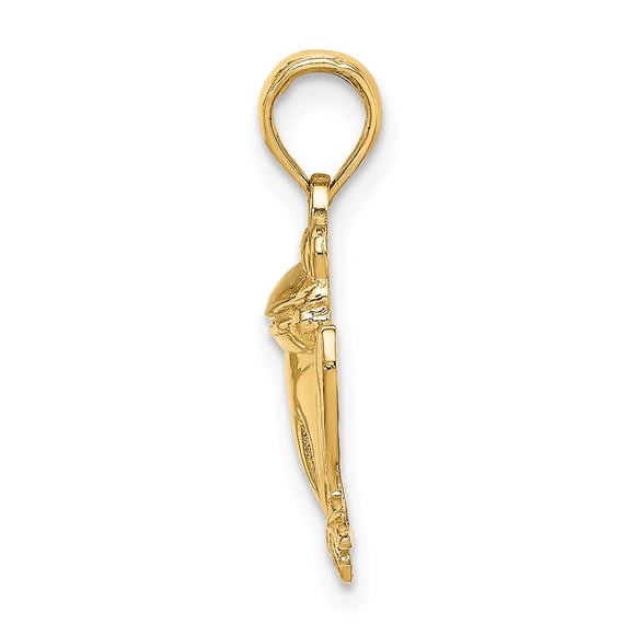 14K Yellow Gold Textured Sitting Frog Necklace Charm Pendant - Picture 3 of 5